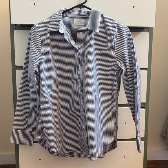 J. Crew Navy Striped Button Down Shirt - Picture 1 of 4